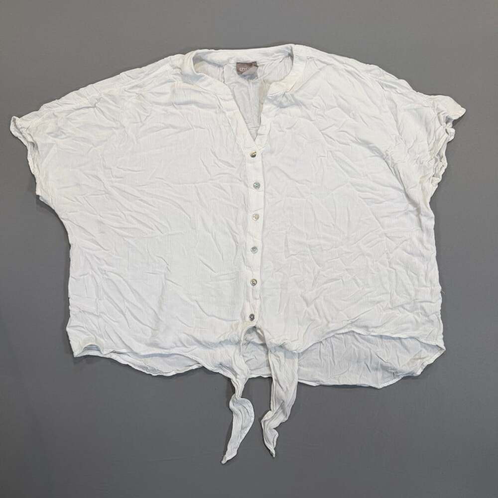 Chico's Button Front Tie Top White